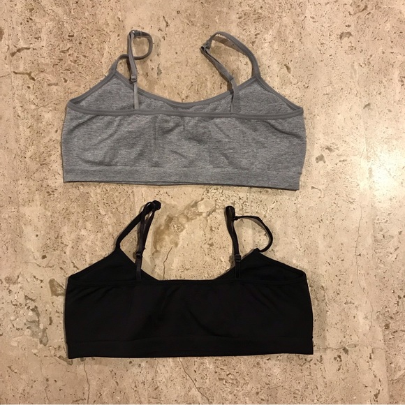 Two Pack Girls Gray and Black Training/Sports Bra Size S - Picture 4 of 4